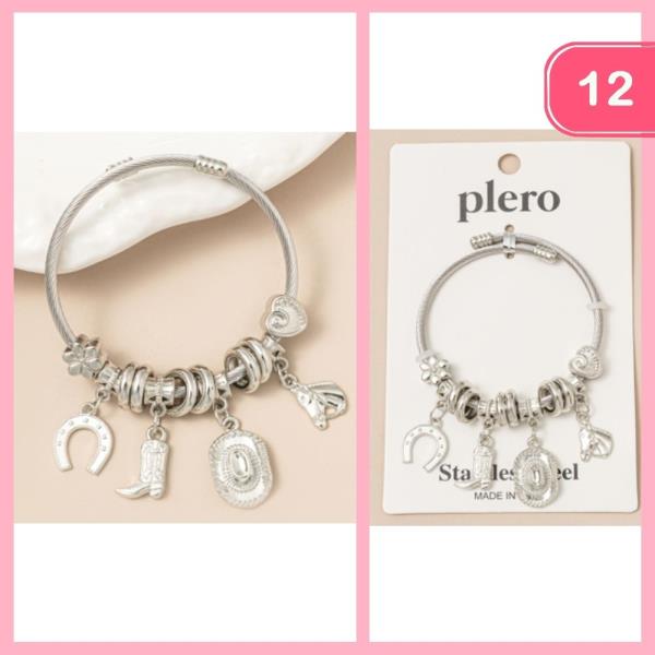 STAINLESS STEEL WESTERN CHARM BRACELET (12 UNITS)