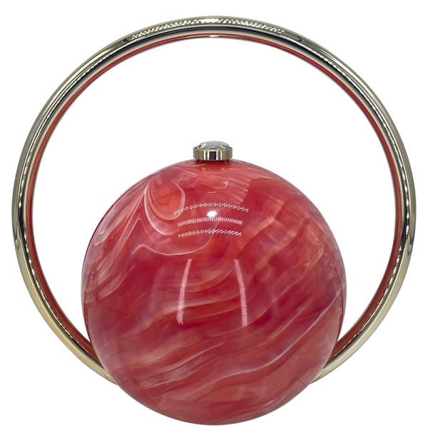 ROUND MARBLE DESIGN HANDLE EVENING BAG