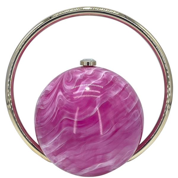 ROUND MARBLE DESIGN HANDLE EVENING BAG