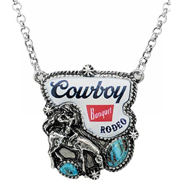 WESTERN COWBOY SEMI STONE PRINT NECKLACE