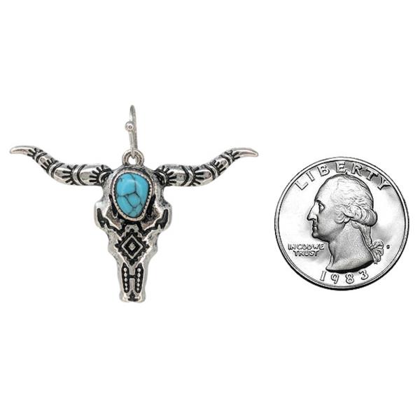 WESTERN HAND STONE STEER HEAD EARRING