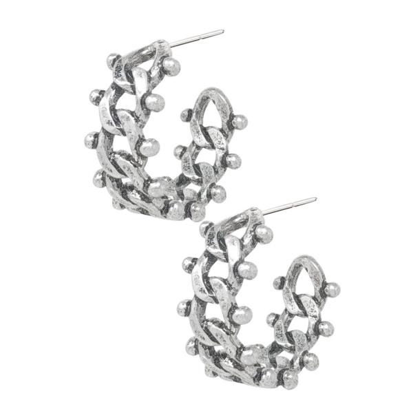 WESTERN BALL TEXTURED CHAIN HOOP EARRING