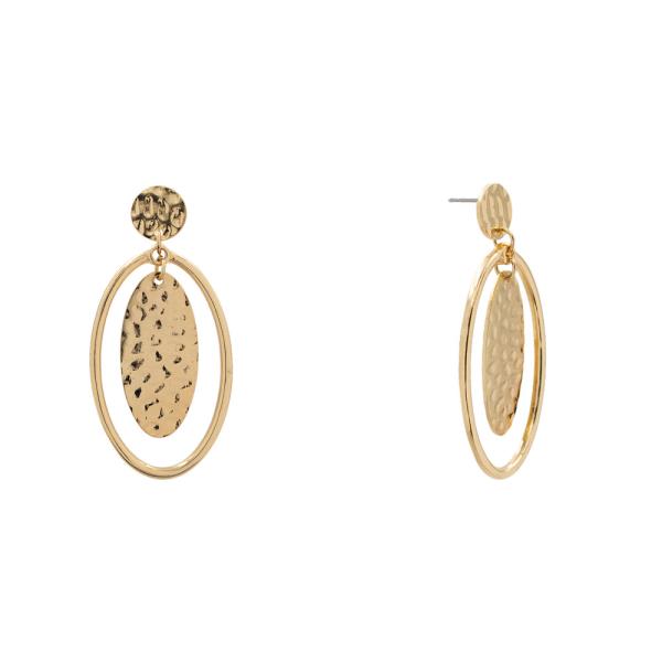 METAL DOUBLE OVAL DANGLE EARRING