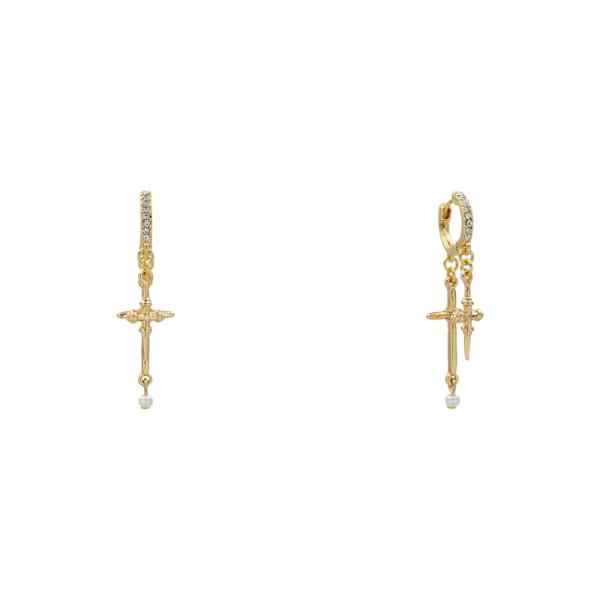 METAL CROSS BAR DROP EARRING