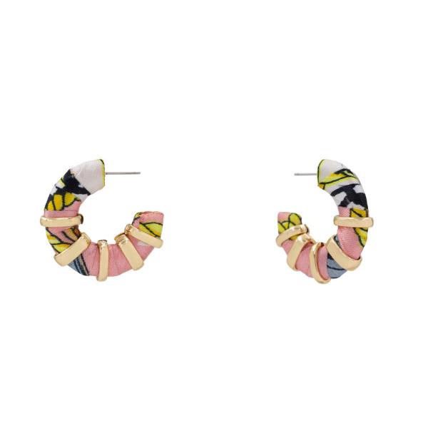 FABRIC METAL HOOP EARRING