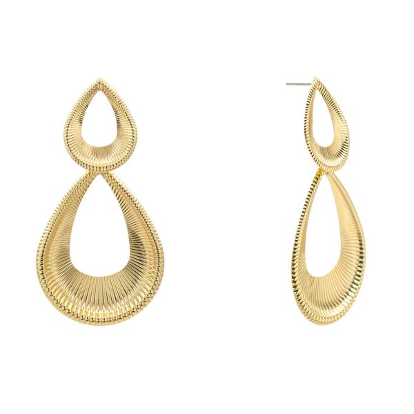 METAL TEARDROP FRAME DANGLE EARRING