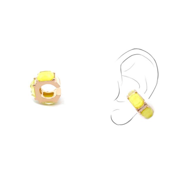 METAL OPEN HOOP STONE CUFF EARRING