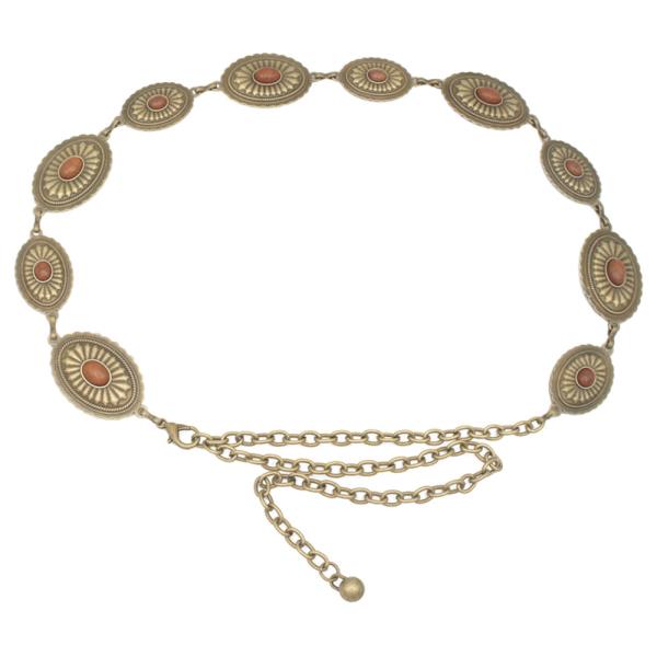 SW DUAL SIZE CAB ACCENT CONCHO CHAIN BELT