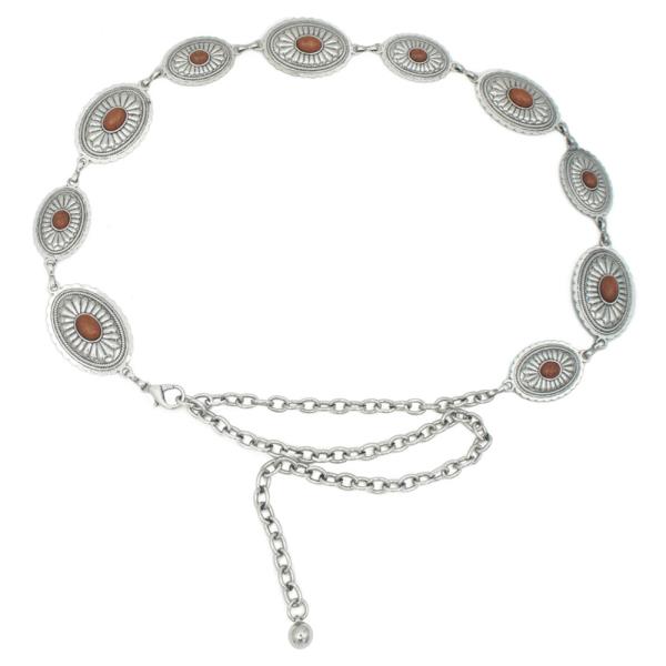 SW DUAL SIZE CAB ACCENT CONCHO CHAIN BELT