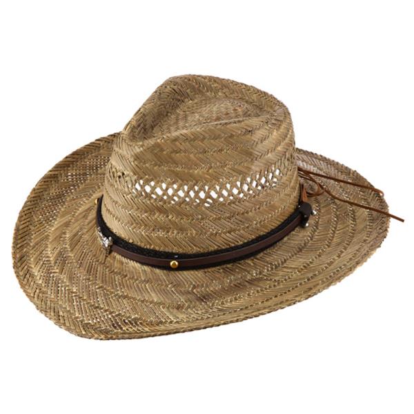STRAW BEADED BAND COWBOY SUN HAT