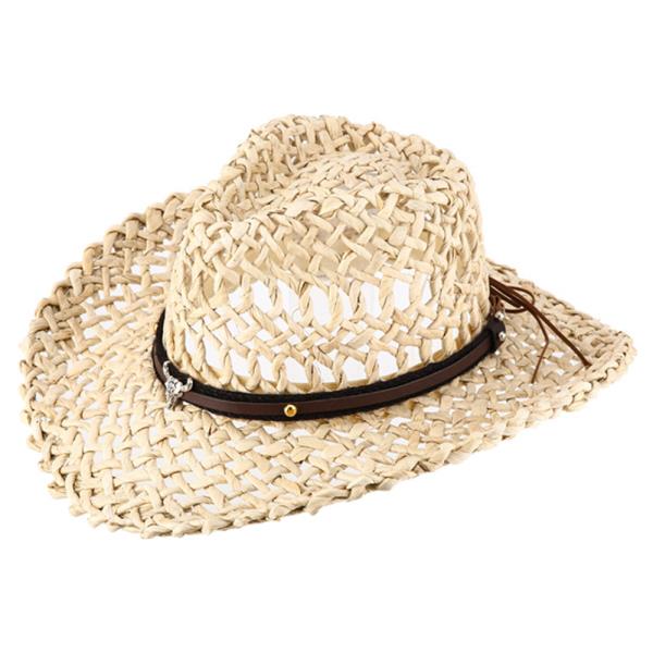 STRAW WOVEN BAND COWBOY SUN HAT