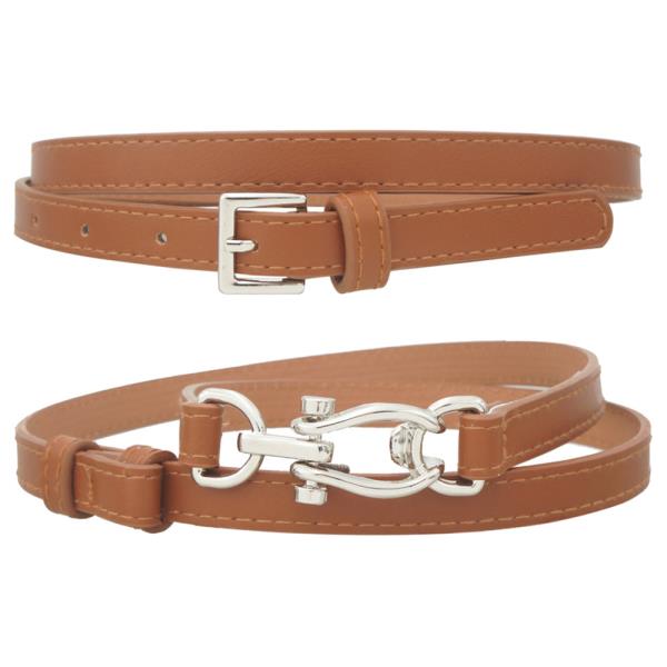 DOUBLE DUTY HARNESS/SQUARE BUCKLE DUO SKINNY BELT