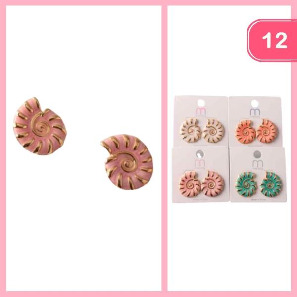 SPIRAL STRIPE SHELL EARRINGS (12 UNITS)