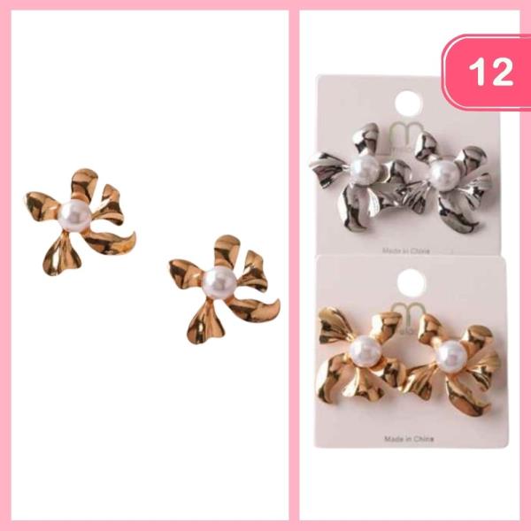 SCULPTED ABSTRACT FLOWER PEARL EARRINGS (12 UNITS)
