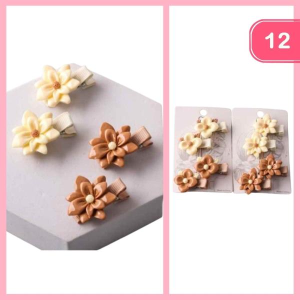 FALL FLOWER MINI HAIR CLIPS (12 UNITS)