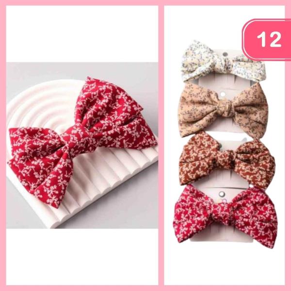 FLORAL STEM WINDSOR BOWTIE HAIR BOW (12 UNITS)