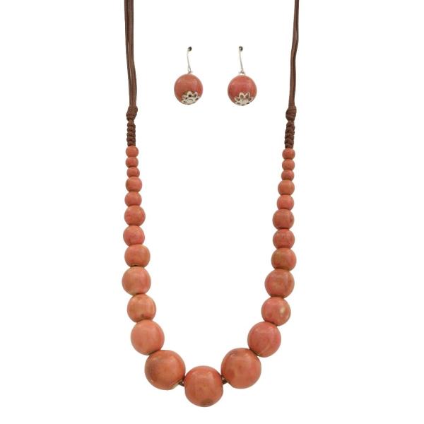 STONE BEAD STATEMENT NECKLACE  EARRING SET