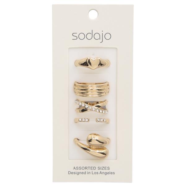 SODAJO ASSORTED METAL RHINESTONE RING SET