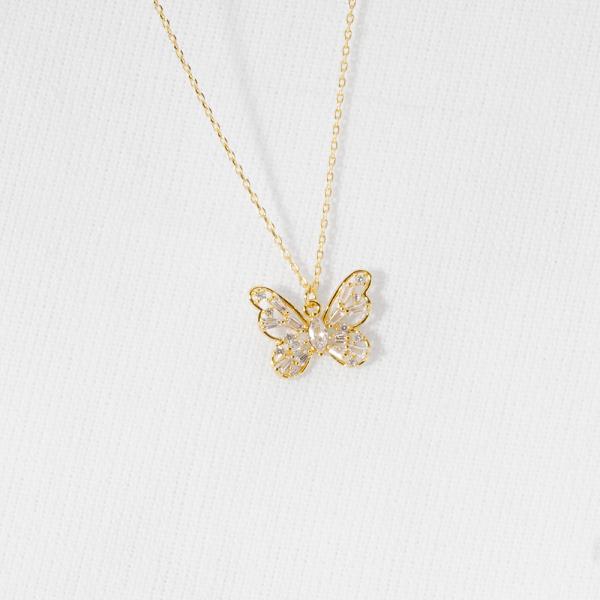 18K GOLD RHODIUM BEST OF YOU BUTTERFLY PENDANT NECKLACE