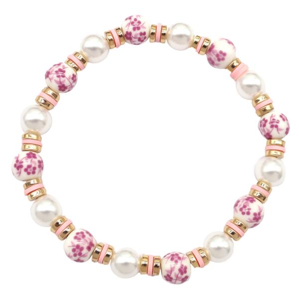 FLOWER CERAMIC DISC BRACELET