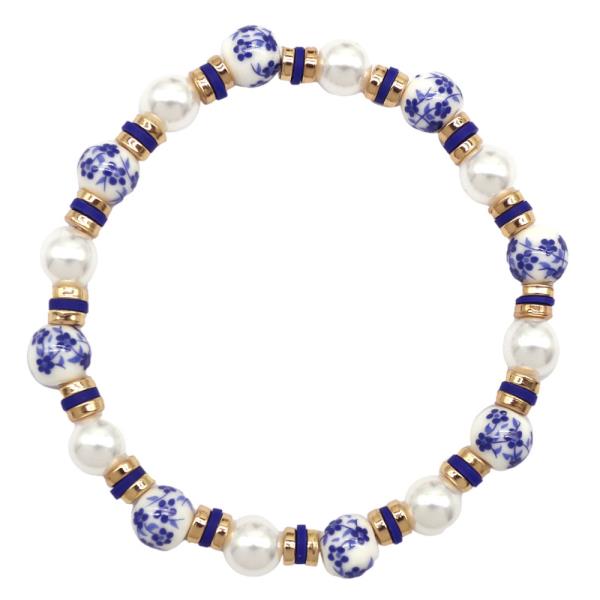 FLOWER CERAMIC DISC BRACELET