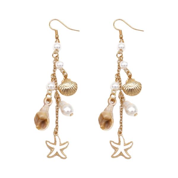 STAR FISH PEARL FISH HOOK EARRING