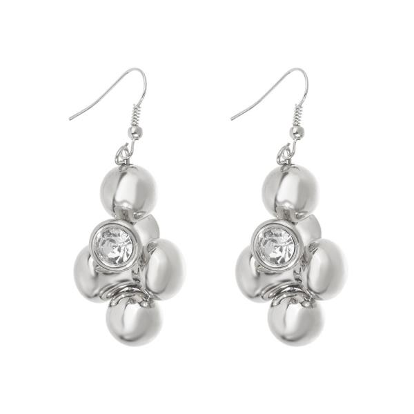 RHINESTONE CRYSTAL BALL FISHHOOK EARRINGS