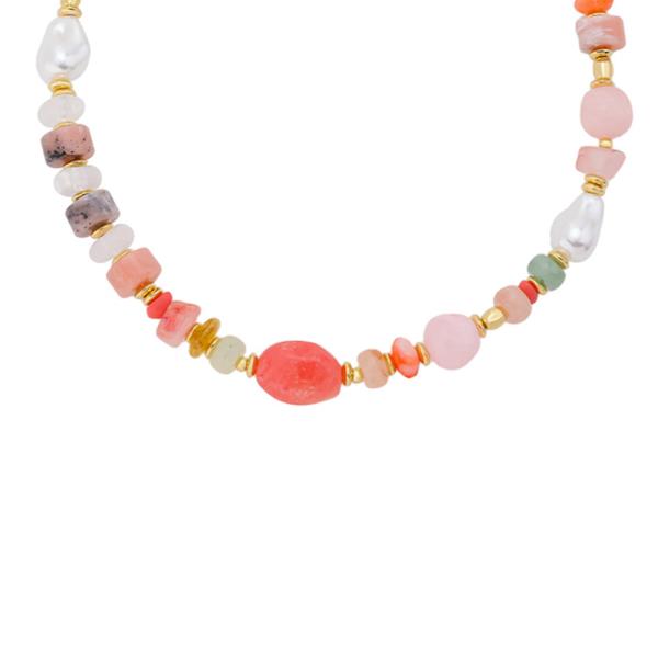 MARBLED BEADED PEARL NECKLACE