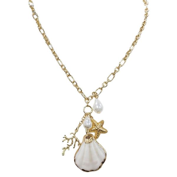 SEASHELL STARFISH PEARL NECKLACE