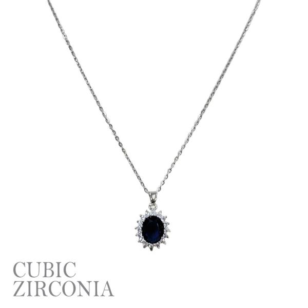 CZ OVAL PRINCESS DIANA NECKLACE