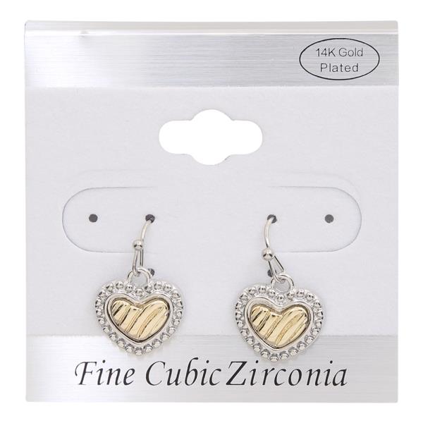 14K GOLD PLATED TWO-TONE HEART EARRINGS