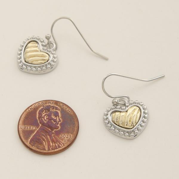 14K GOLD PLATED TWO-TONE HEART EARRINGS