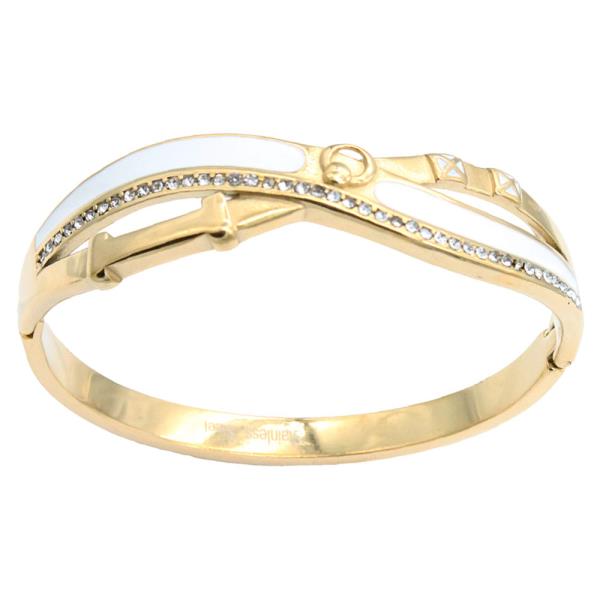 GOLD PLATED STAINLESS STEEL EVIL EYE BANGLE BRACELET