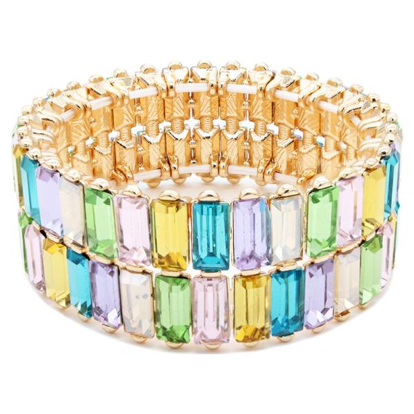 PLATED CRYSTAL STRETCH BRACELET
