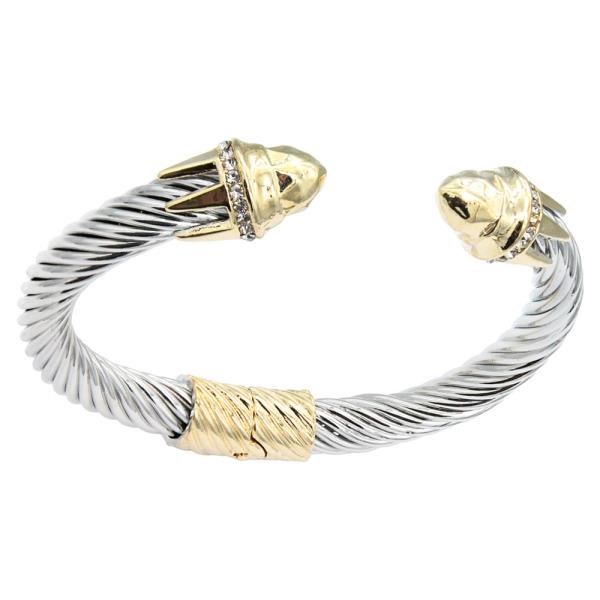 14LK GOLD PLATED TWO TONE CUFF COLOR CABLE BRACELET