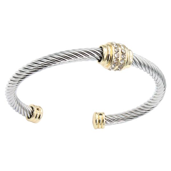 14K GOLD PLATED 2-TONE 5 MM DOUBLE CABLE BRACELETS