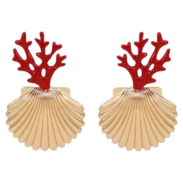 METAL SHELL CORAL DROP EARRING