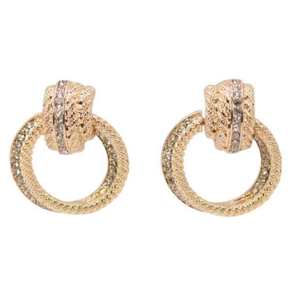 METAL PAVE ROUND DROP EARRING