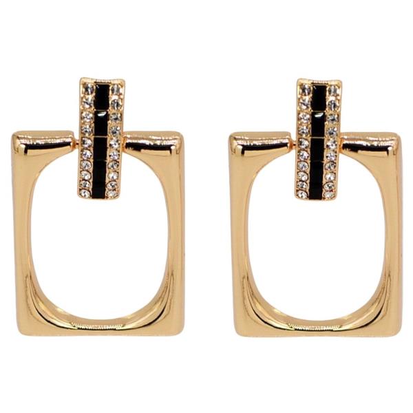 METAL PAVE SQUARE DROP EARRING