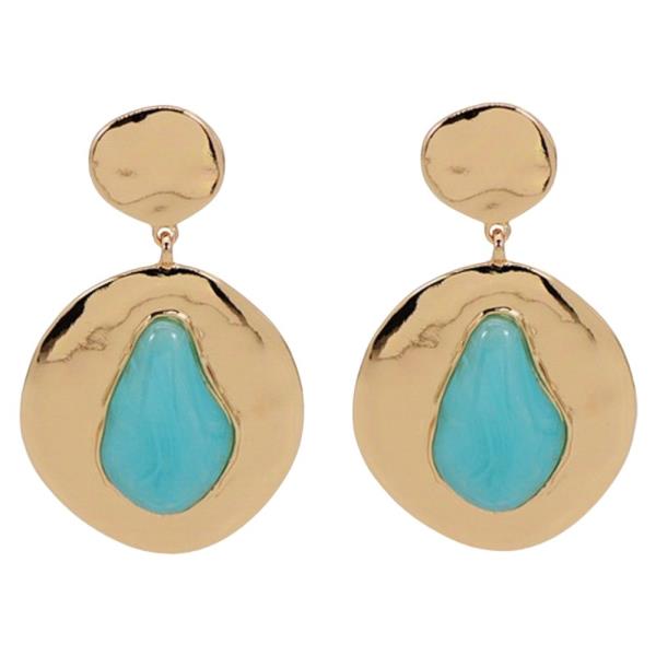 METAL RESIN TEARDROP DROP EARRING