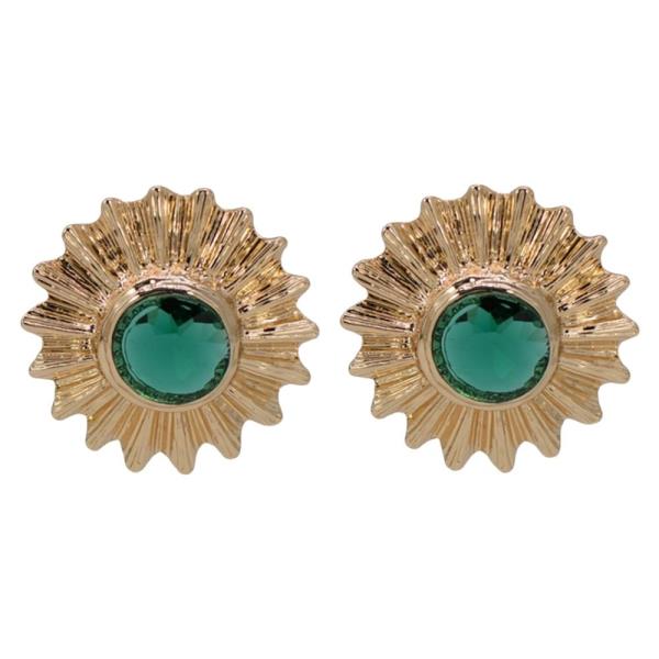METAL GEMSTONE SUNBURST POST EARRING