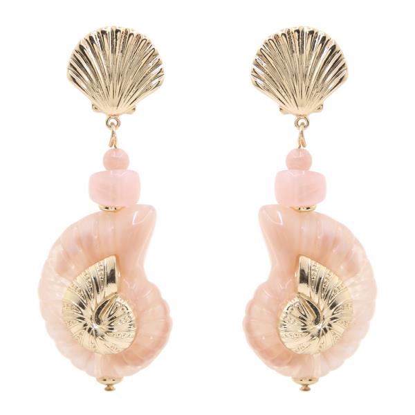 METAL SHELL CLUSTER DROP EARRING