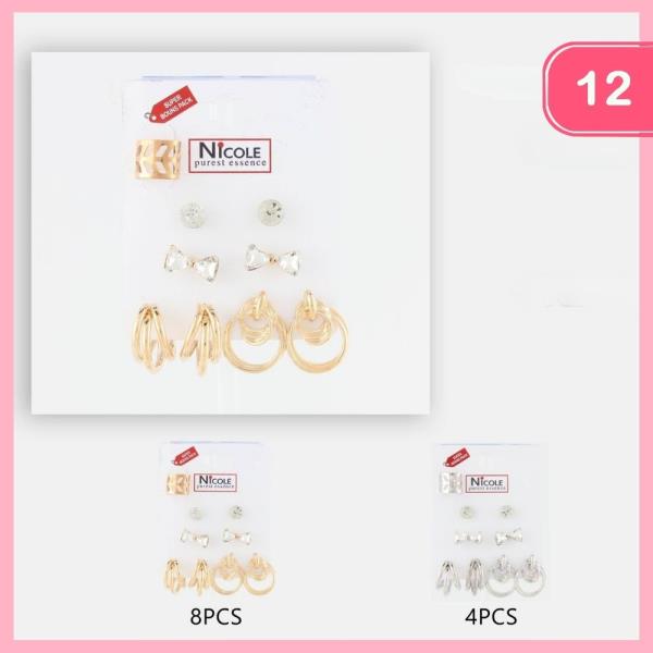 STUD AND HOOP EARRING SET (12 UNITS)