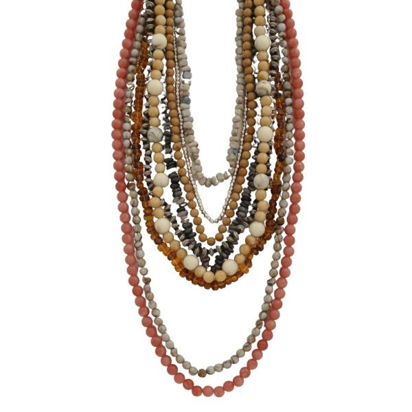 MULTI LAYERED STRAND BEAD NECKLACE