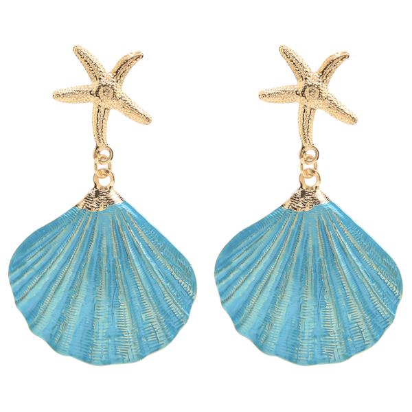 SEA STAR SHELL DANGLE DROP EARRING