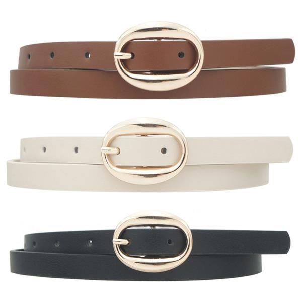 BUBBLED OVAL BUCKLE TRIO SKINNY BELT
