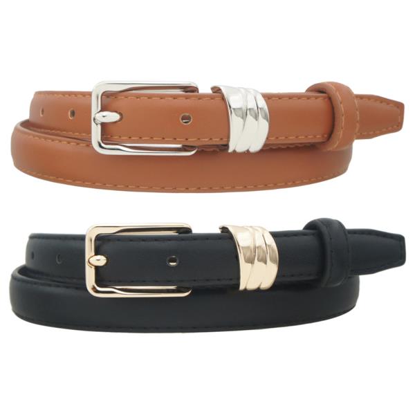 RECTANGLE BUCKLE ORGANIC STACKED LOOP DUO BELT