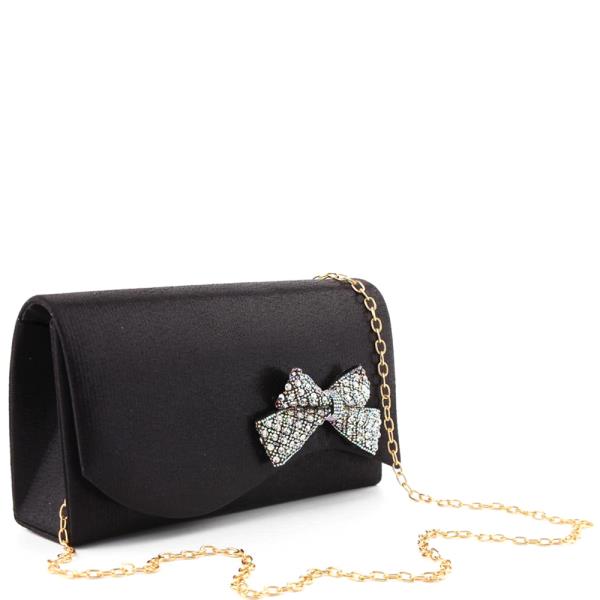 RHINESTONE CRYSTAL CHIC BOW EVENING CLUTCH BAG