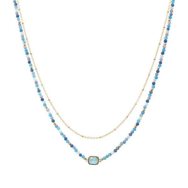 LAYERED CHAIN BEADED NECKLACE