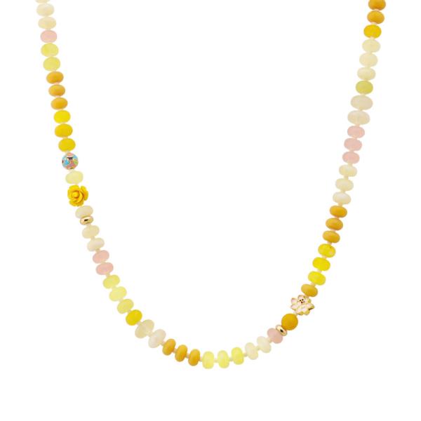 GLASS AND FLOWER MIX NECKLACE